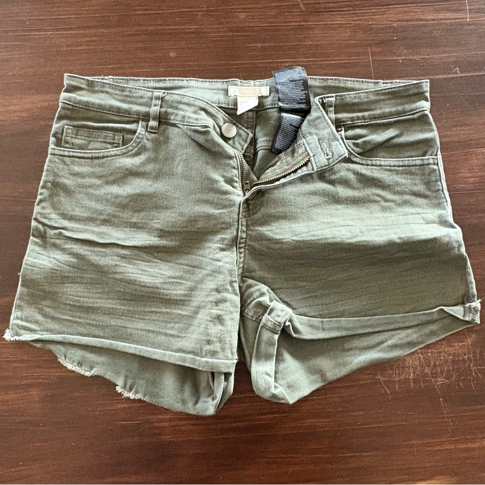 Women's Green Denim Shorts